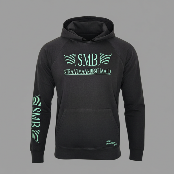 SMB Hoodie Zwart Met Mint Text Letter