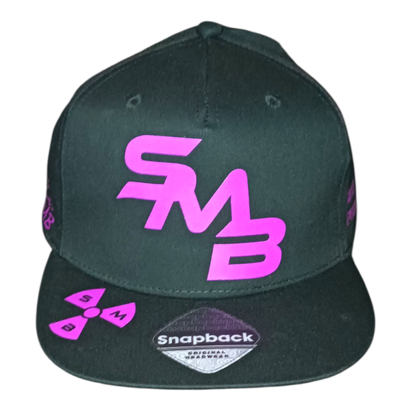 SMB Snapback Met Neon Paars Bold Text Zwart en Wit
