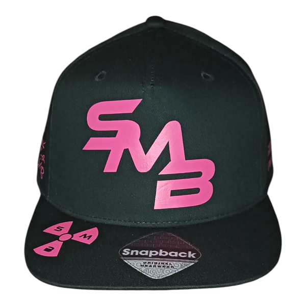 SMB Snapback Met Neon Rose Bold Text Zwart en Wit