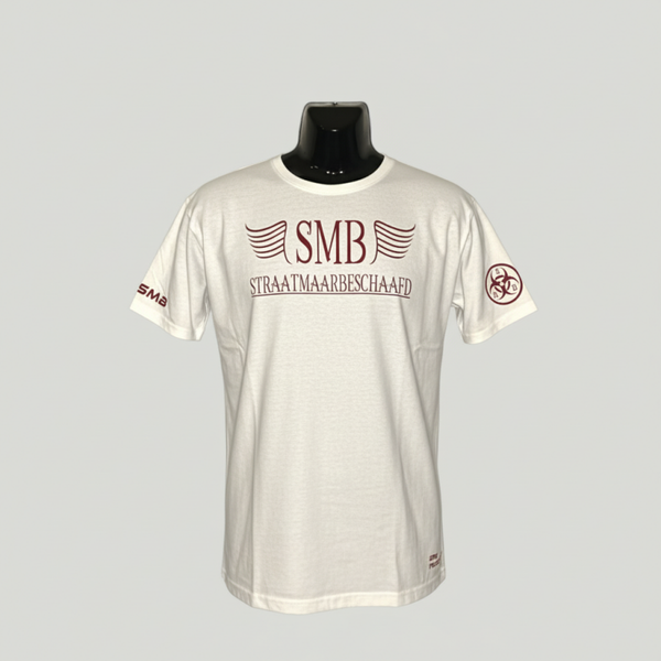SMB T-Shirt Wit Met BordeauxRood Text