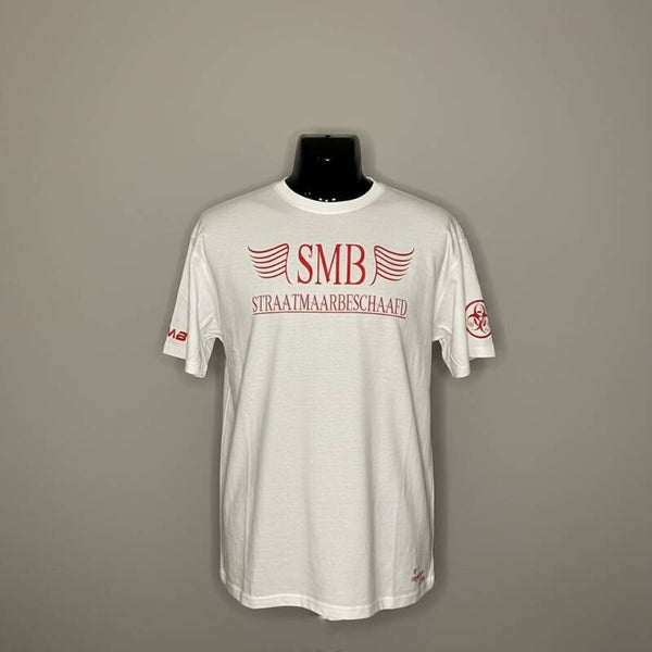 SMB T-Shirt Wit Met VuurRood Text