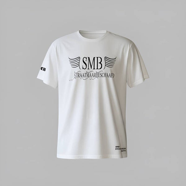 SMB T-Shirt Wit Met Zwart Text Letter