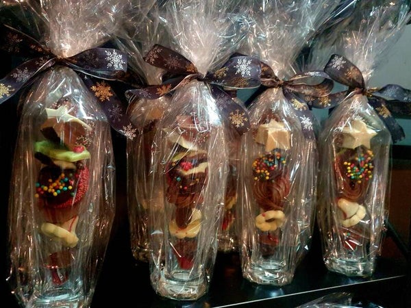 Hoog vaasje met kerstchocolade