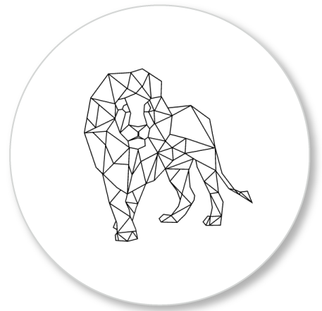 Muurcirkel geometrische Leeuw Zwart