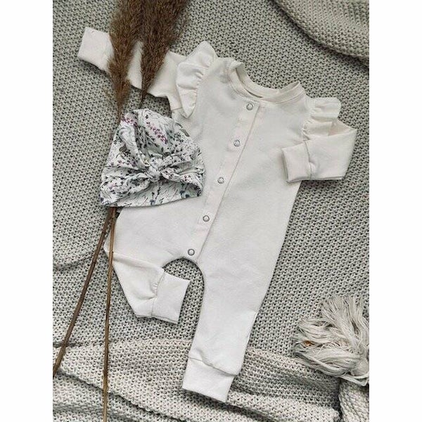 Ruffled onesie Ecru