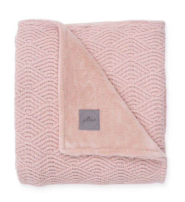 Jollein deken River knit Pale pink/coral fleece 75x100cm
