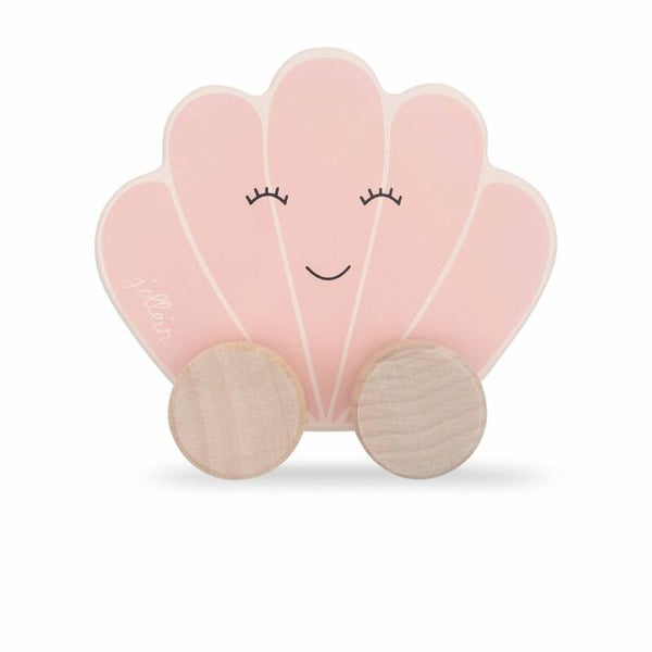 Houten speelgoedauto Schelp pink