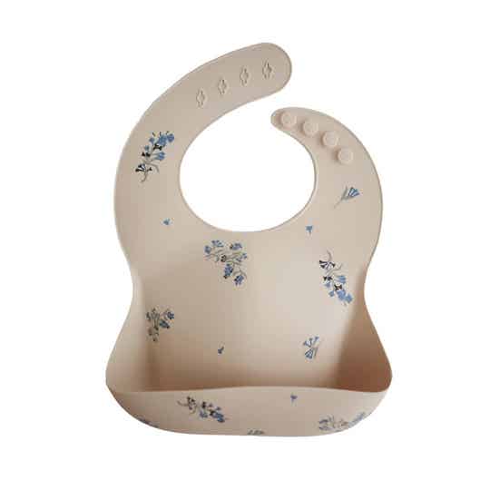 Mushie silicone bib lilac flowers