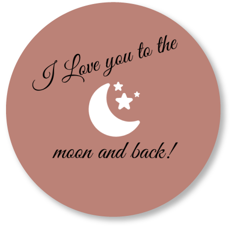 Muurcirkel i love you to the moon and back Oud Roze