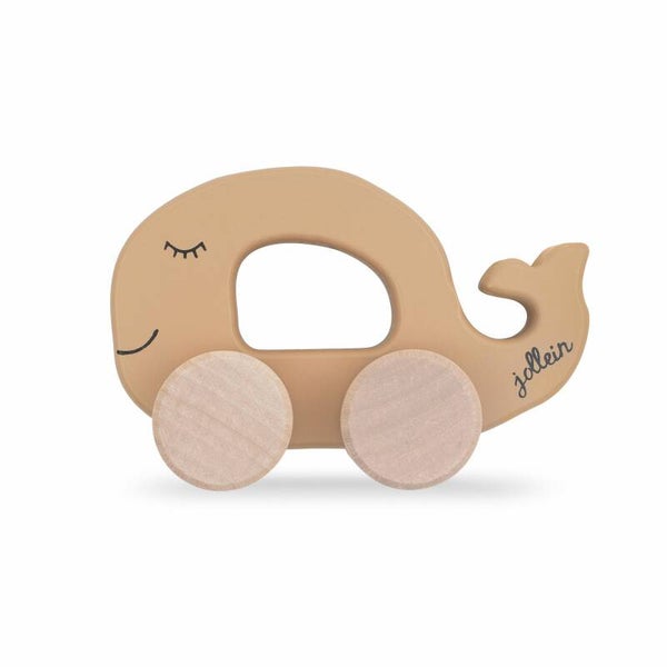 Houten speelgoedauto Walvis Caramel
