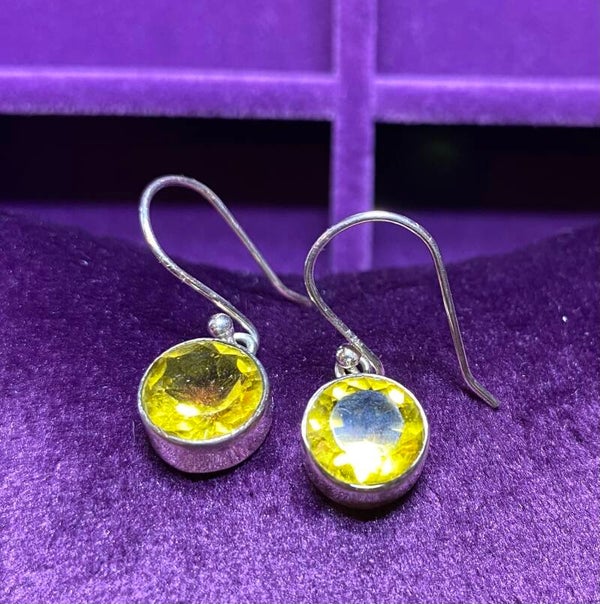 Sterling silver yellow drop earrings