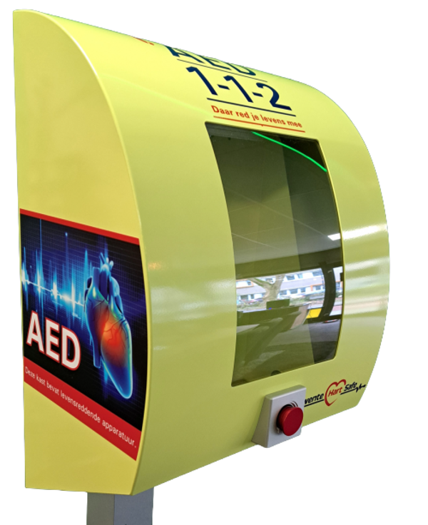SixCase 1430 RVS Buitenkast met Alarm, Licht, Verwarming en Drukknop (Ambulance Geel)