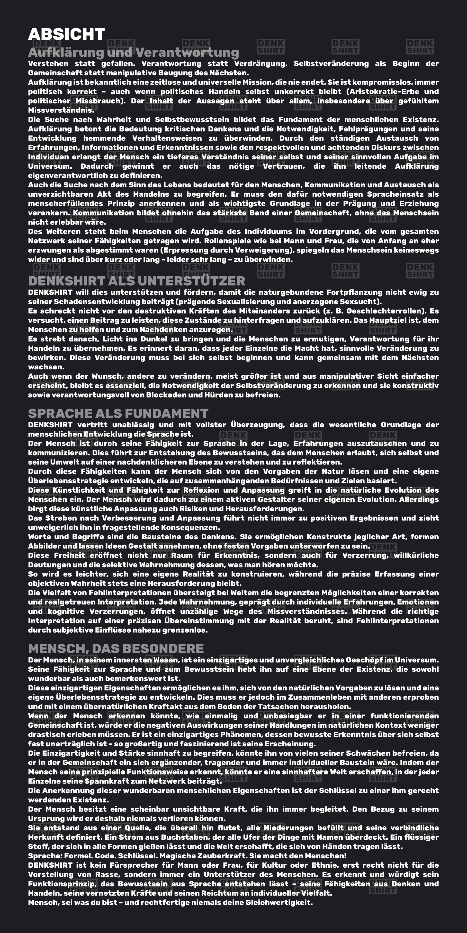 DENKSHIRT – DENKform für tragende Bedeutung.