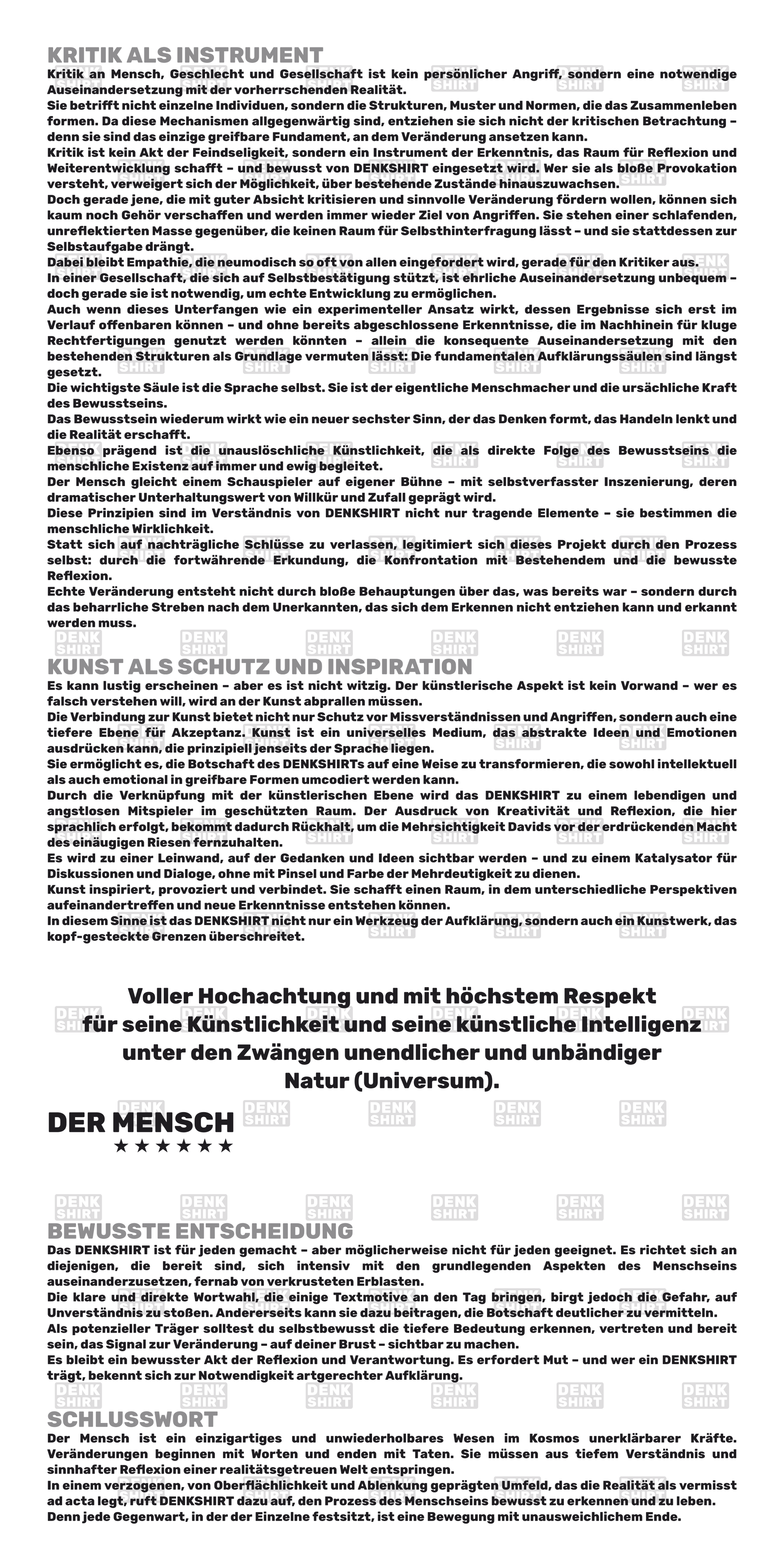 DENKSHIRT – DENKform für tragende Bedeutung.