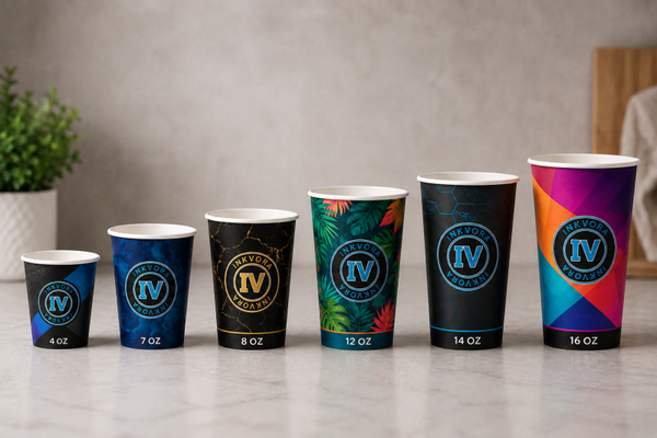 Bedrukte Kartonnen Koffiebekers in Kleur met Eigen Logo – 4oz t/m 16oz