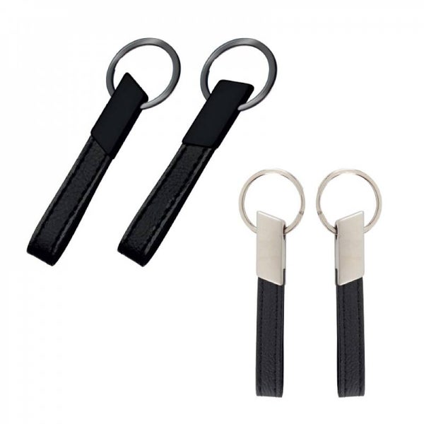 Luxe Leren Sleutelhanger met Metalen Plaat en Lasergravure - 100 stuks