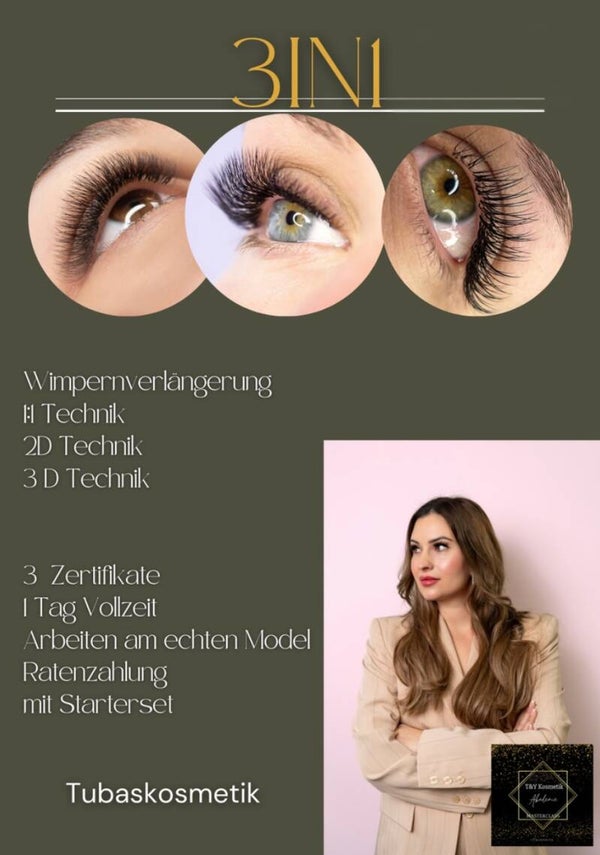 Wimpernverlängerung 3IN1 Kombi Schulung 50% Rabatt❤️inkl Starterset