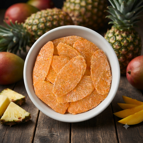 Ananasscheiben getrocknet mit Mangogeschmack 75g