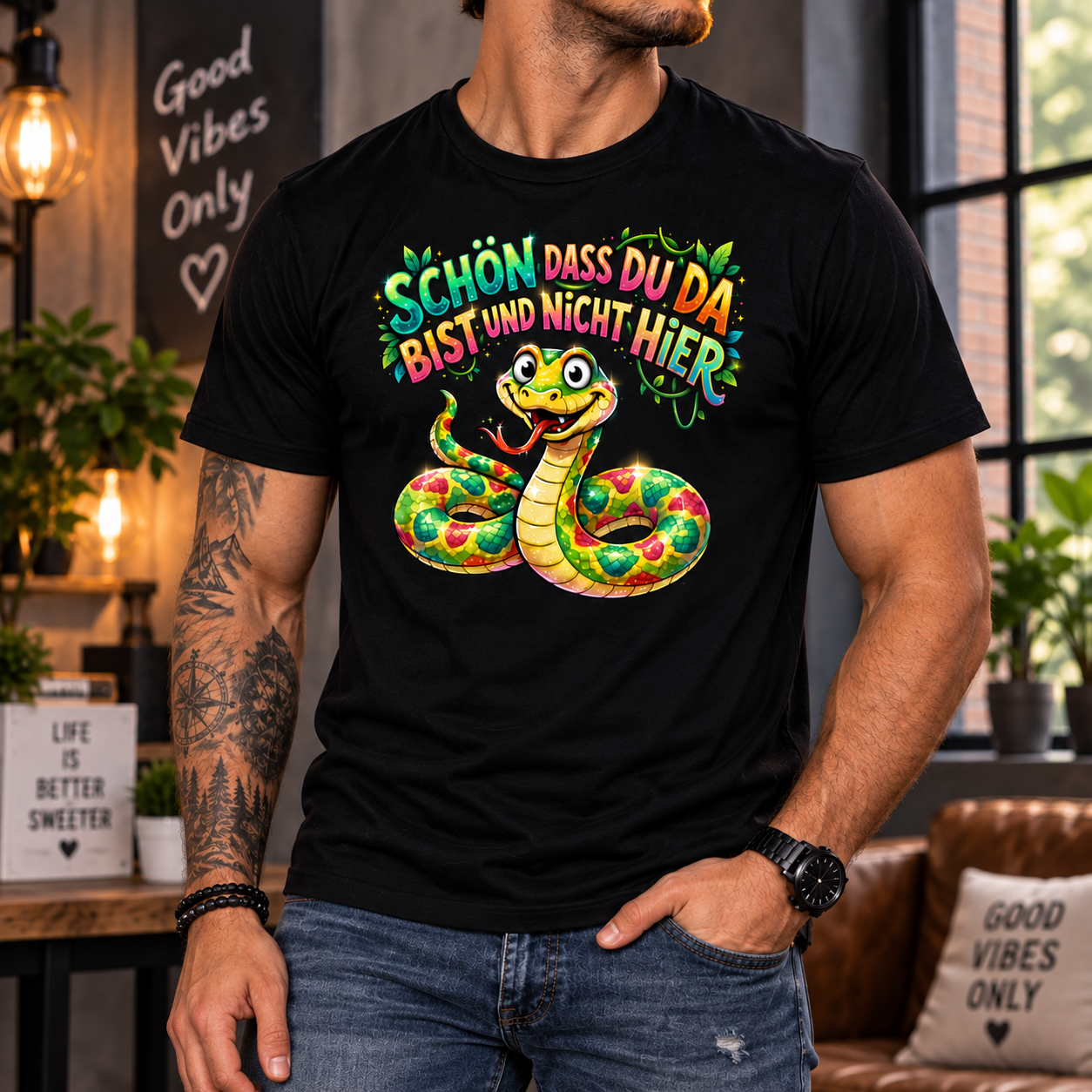 T-Shirt "SCHÖN DASS DU DA BIST UND NICHT HIER"