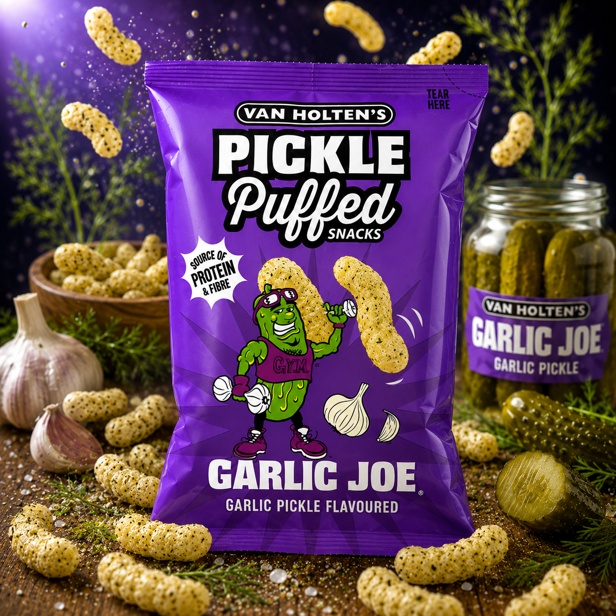 Van Holten’s Pickle Puffed Snacks – Garlic Joe (50g)