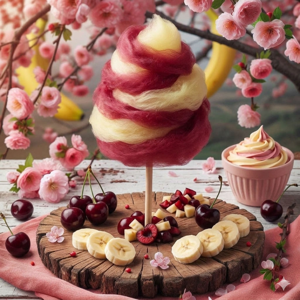 selbstgemachte Zuckerwatte 40g - KIRSCH-BANANE