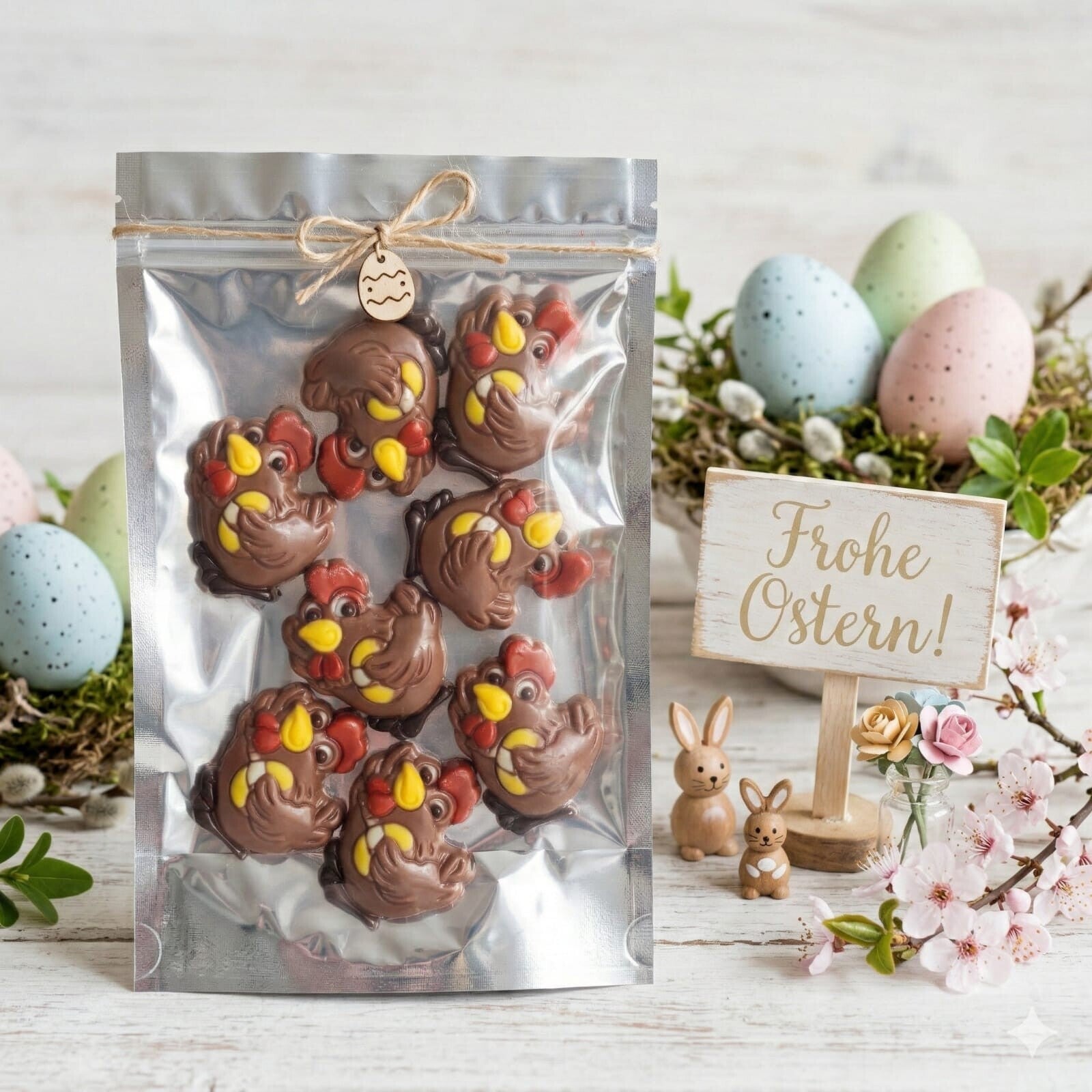 Osterhuhn mit Ei (8 Stück)