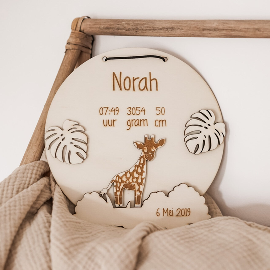 Geboortebord Safari Giraf