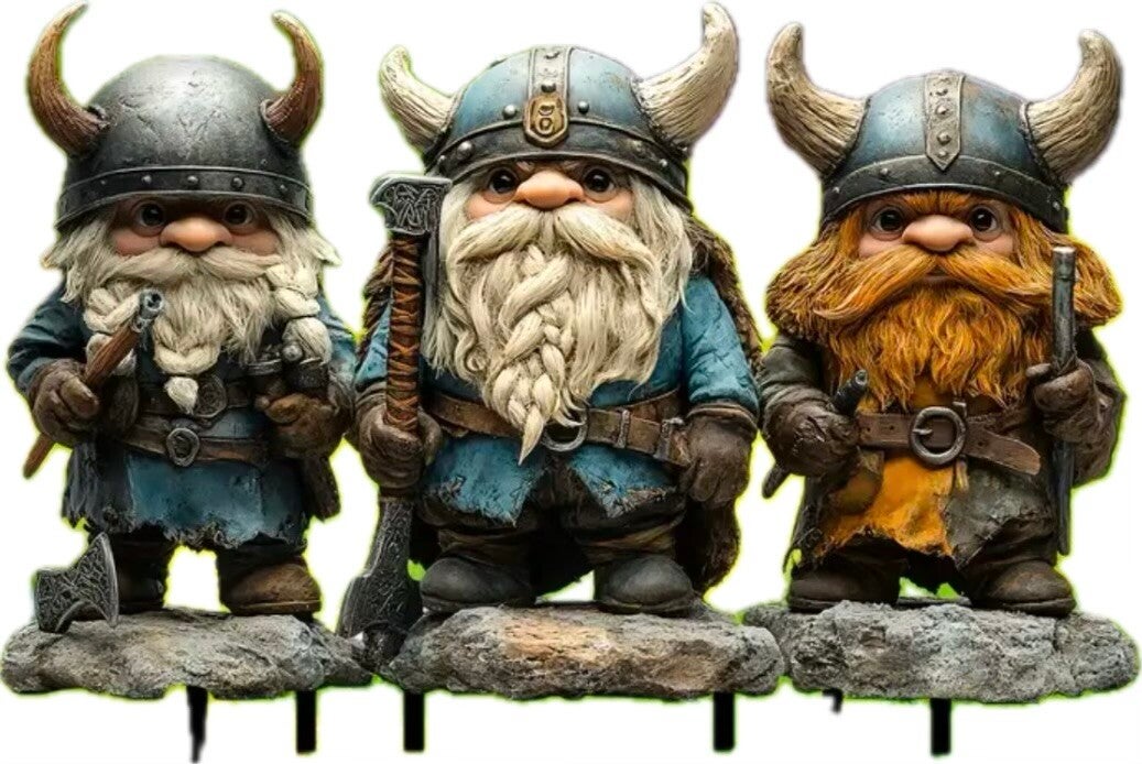 Vintage Viking Warrior Dwarf Trädgårdsstöd