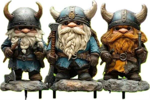 Vintage Viking Warrior Dwarf Trädgårdsstöd