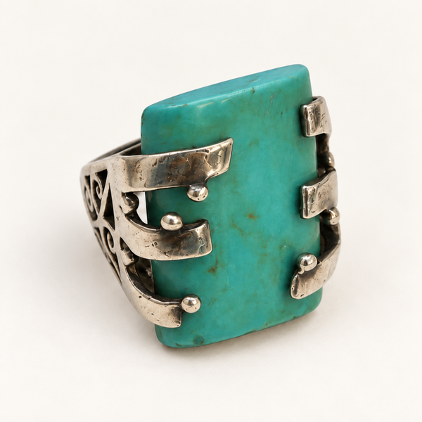 Ring met rechthoekige turkoois
