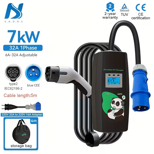 Sähköauton latauslaite Type 2  7kW /230V 3-napainen (sininen 32A)