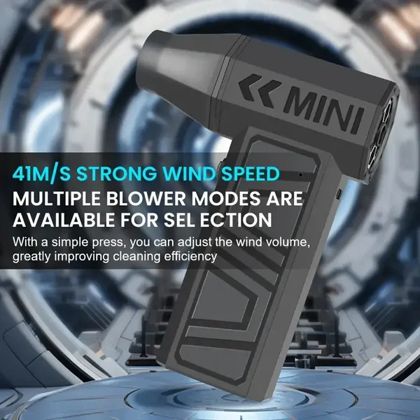 3 Vaihteen Säädettävä Turbojetituuletin 130 000 RPM Type-C Latauspuhdistustuulettaja - Työkalu Auton Lumipuhallukseen ja Sähköinen Ilmapyyhkijä Kannettava