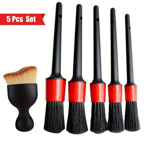 *5 kpl auton ja kuorma-auton puhdistusharjasarja - Autonpesusarja, jossa pyörä-, sisä-, kojelauta- ja ilmanpoistoharjat