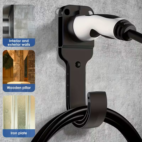 Sähköauton laturikaapelin metallikpidike seinään