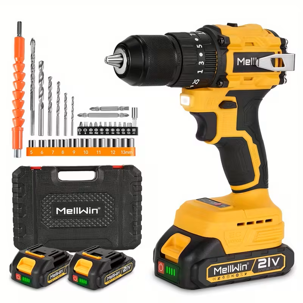 Porakonesetti  21 V  kaksi akkua + työtarvikkeet salkussa