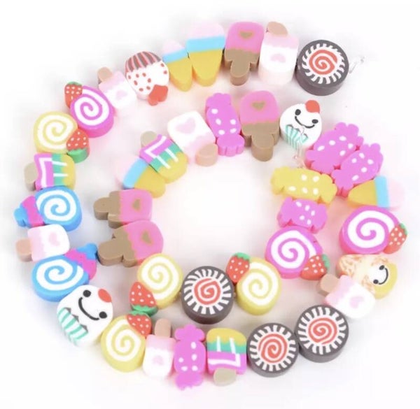 Snoep polymeer kralen per 2 st