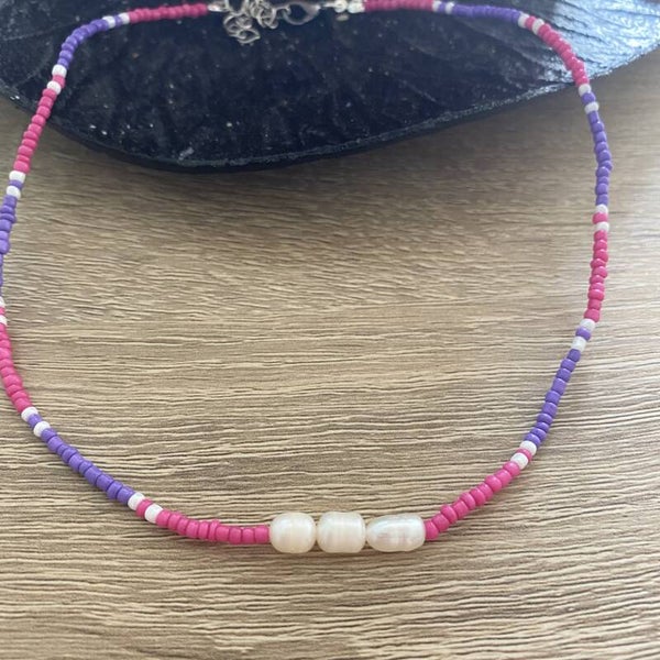 ketting roze met paars