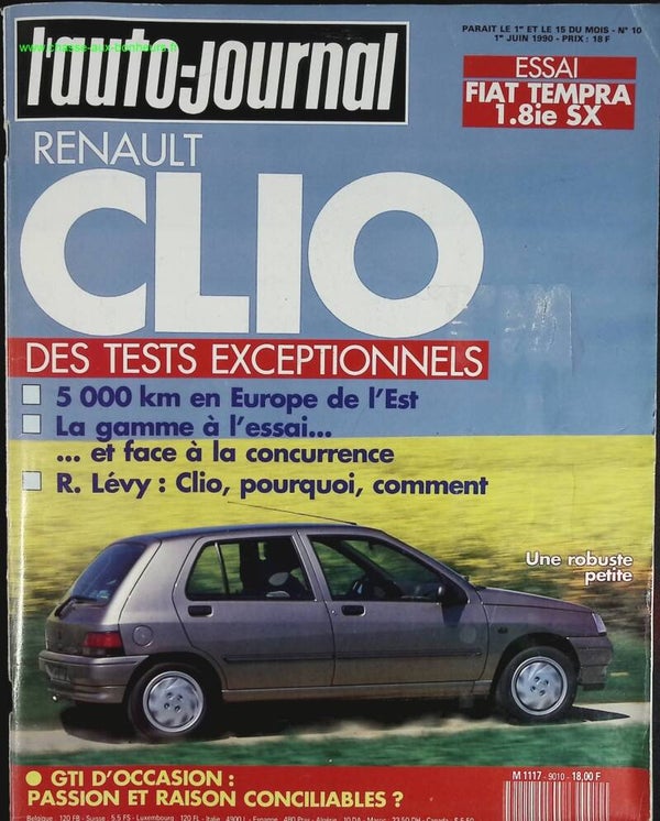 Renault Clio - L'auto journal - n° 10 - 1990 - revue magazine - voiture