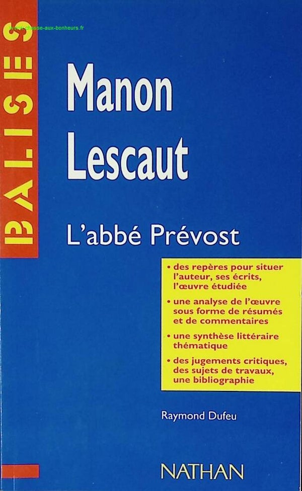 Manon Lescaut - l'abbé Prévost - livre