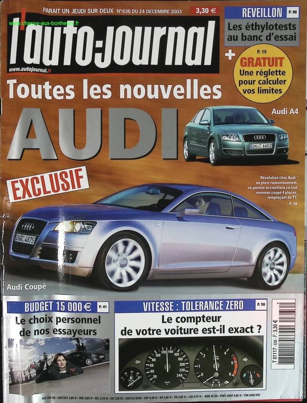Les nouvelles AUDI - L'auto journal - n° 636 - 2003 - revue magazine - voiture