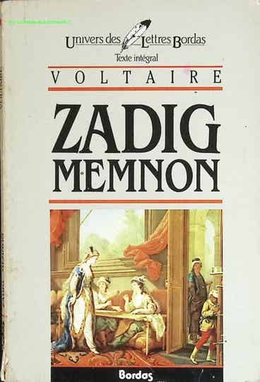 Zadig Memnon - Voltaire - livre