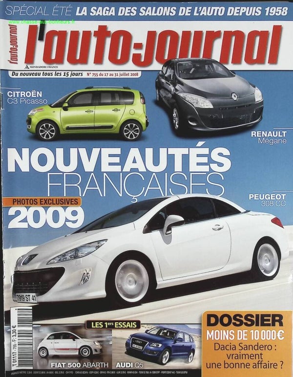 Nouveautés françaises - L'auto journal - n° 755 - 2008 - revue magazine - voiture