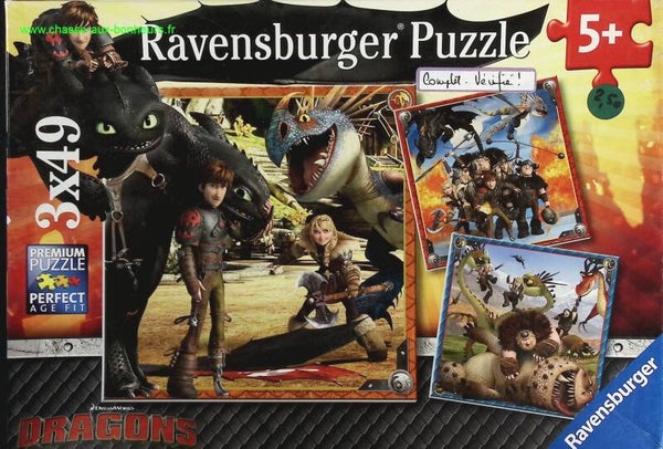 Puzzle 3x49 pièces - Le monde des dragons - jeu de société