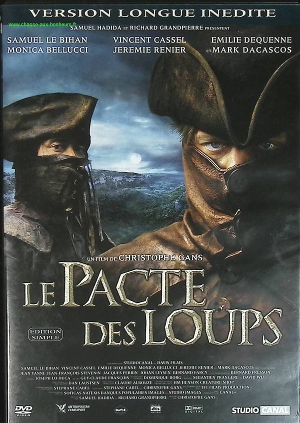 Le Pacte des Loups - Samuel Le Bihan - Vincent Cassel, Émilie Dequenne, Monica Bellucci DVD fantastique - historique