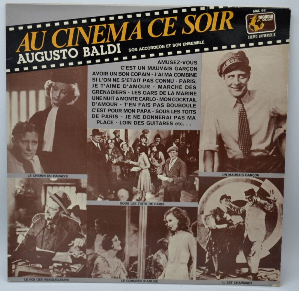Augusto Baldi - Au cinéma ce soir - disque vinyle 33 tours