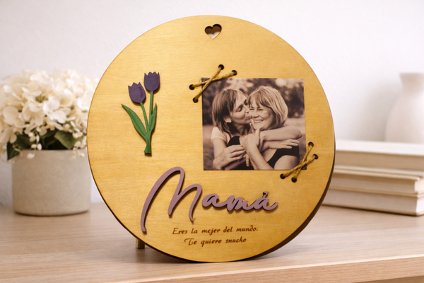 Porta fotos Mamá redondo