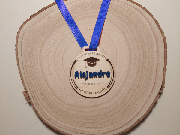 Medalla graduación  infantil personalizada 3D abierta