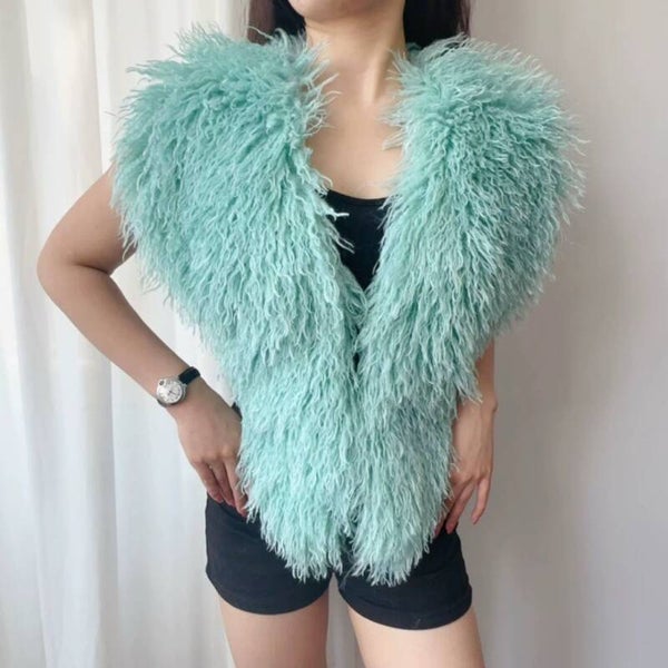 Mint Faux Fur Vest — COMING SOON