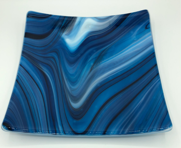 Blue/White/Black Square Platter