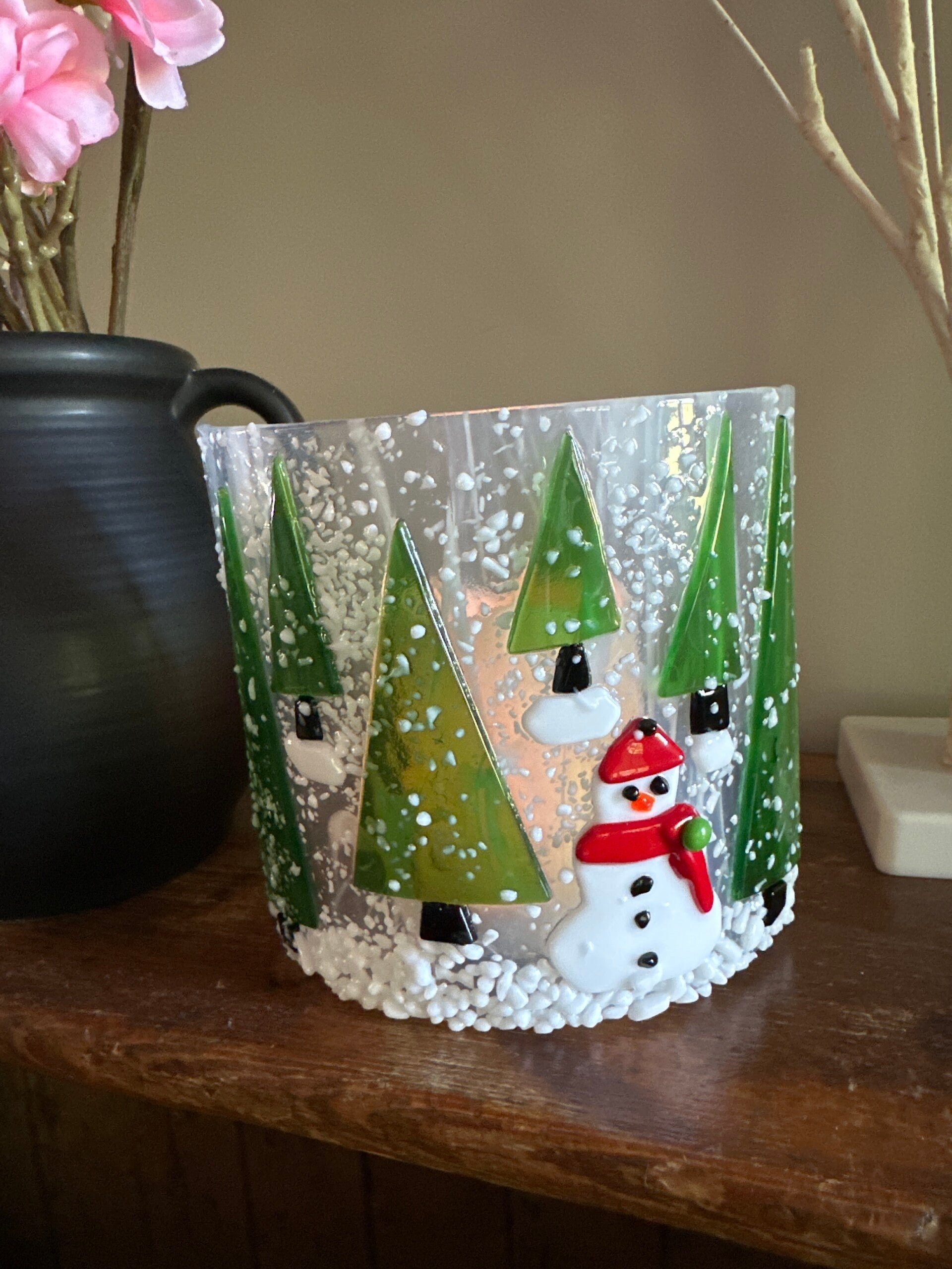 Curved Snowman in the Woods Panel